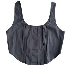 BOG Collective Black Crop Tank Top With Boning Biker Grunge Sz‎ Med